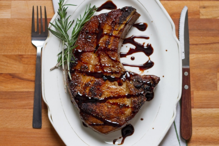 Sous Vide Balsamic-Glazed Pork Rib Chop