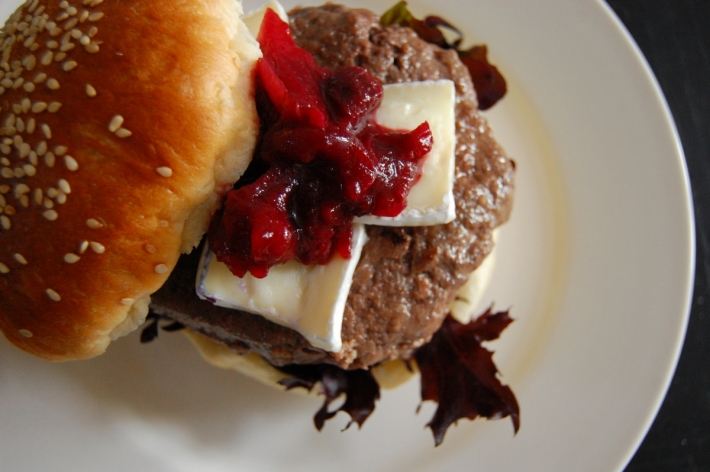 Sous Vide Burger with Brie and Cranberry Chutney