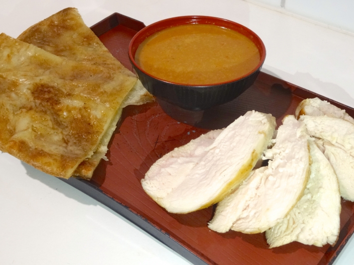 Sous Vide Chicken with Roti and Curry Dipping Sauce