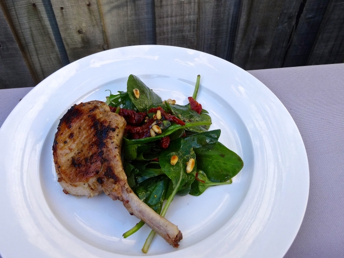 Sous Vide Honey Mustard Pork with Sun-Dried Tomato Salad