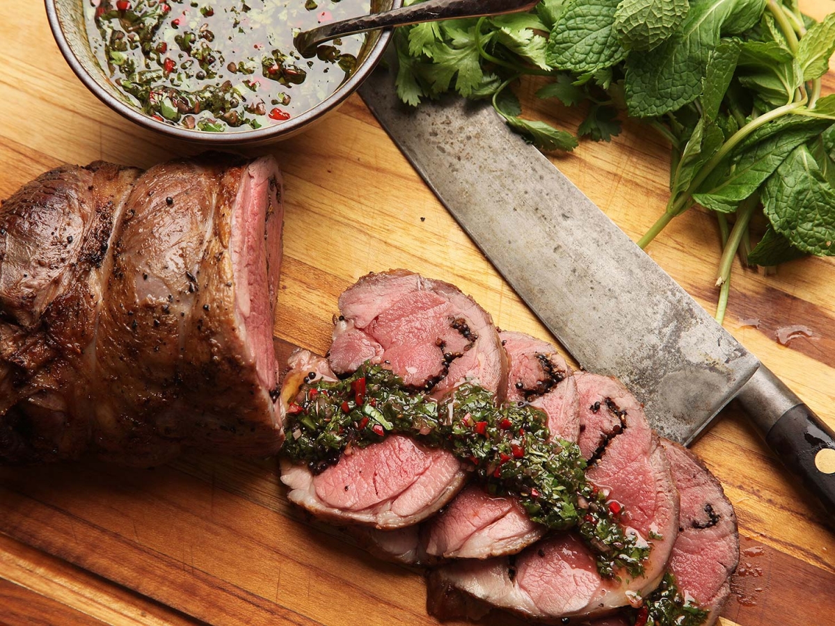 Sous Vide Leg of Lamb With Mint, and Mustard