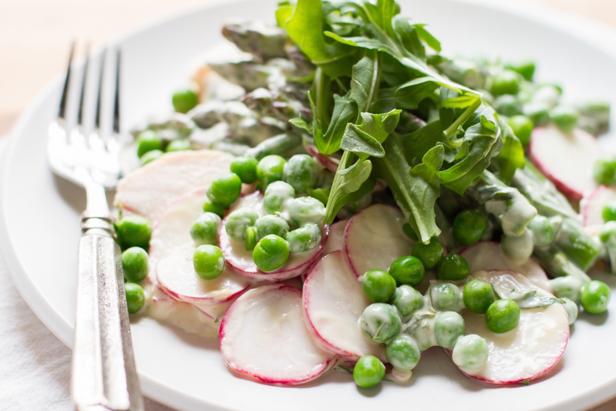 Sous Vide Poached Chicken with Spring Vegetable Salad