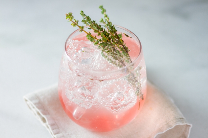 Sous Vide Rhubarb-Thyme Syrup