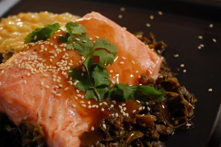 Sous Vide Salmon with Orange Sweet and Sour Sauce