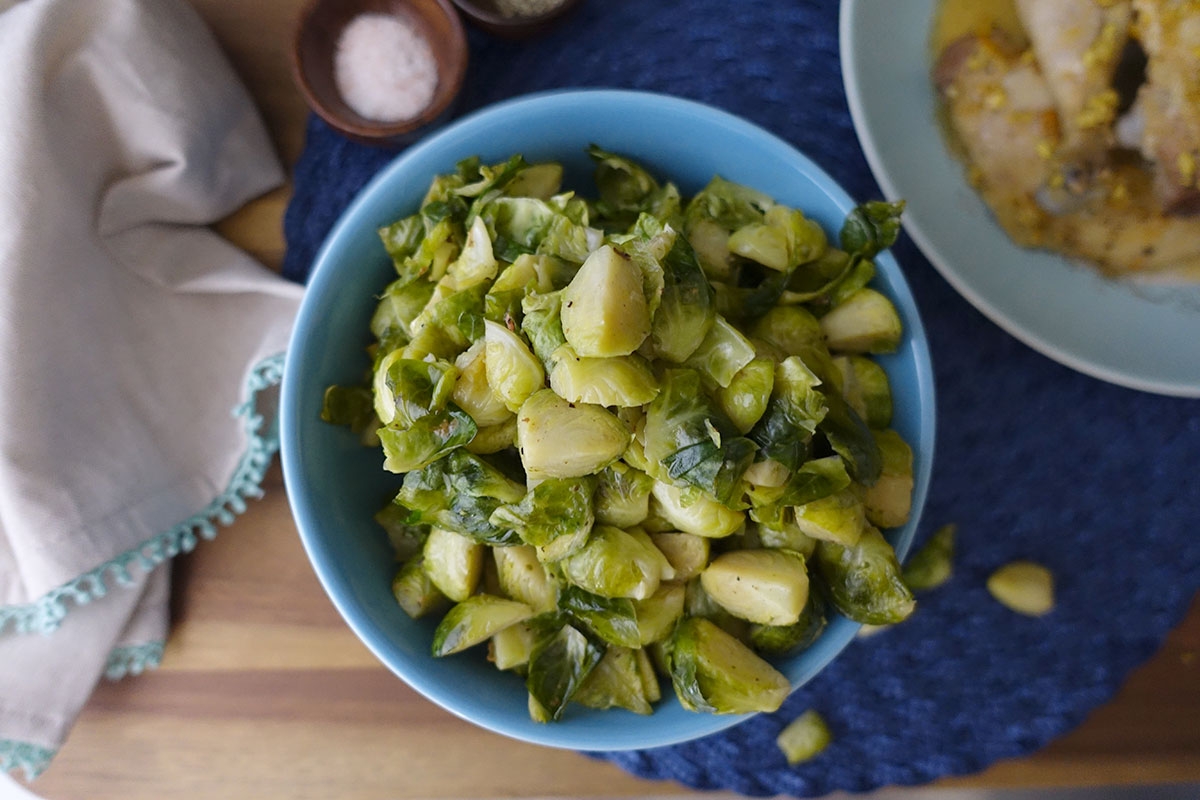 Sous Vide Schmaltzy Brussels Sprouts
