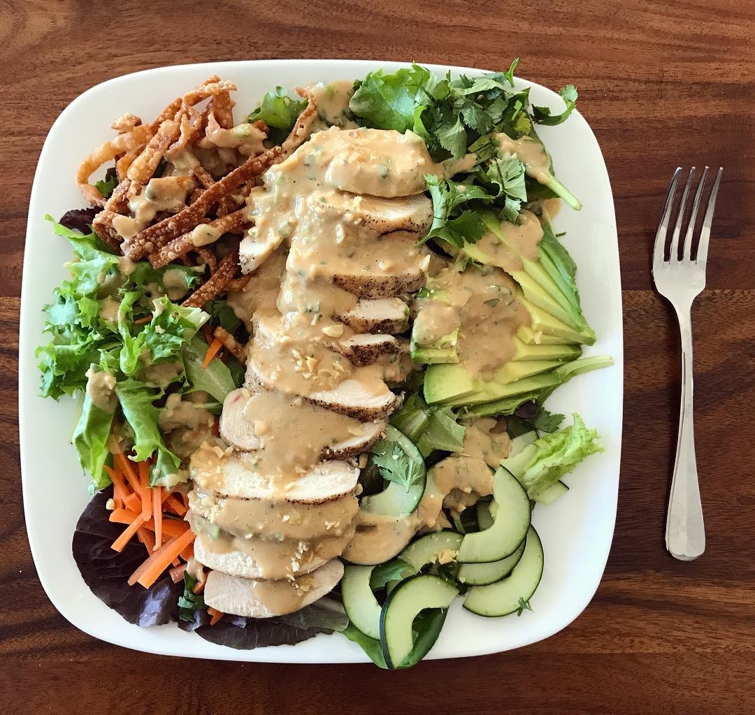 Sous Vide Thai Chicken Salad with Peanut Dressing
