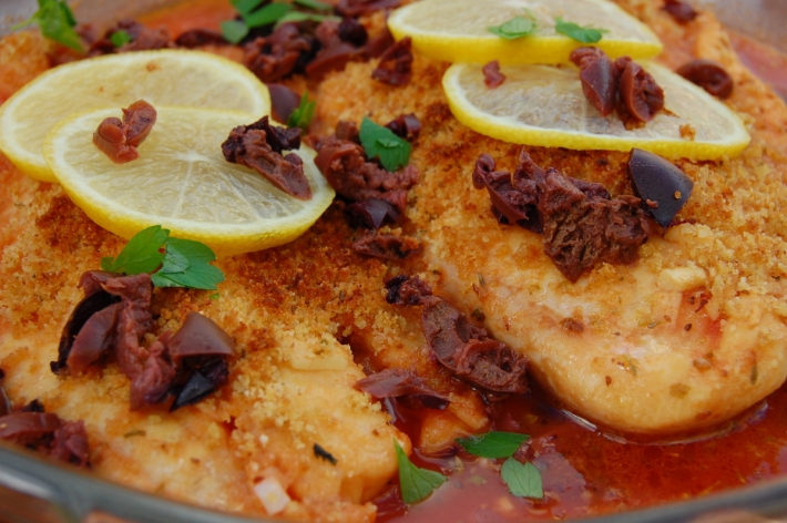Sous Vide Tilapia with Tomato, Olives and Oregano