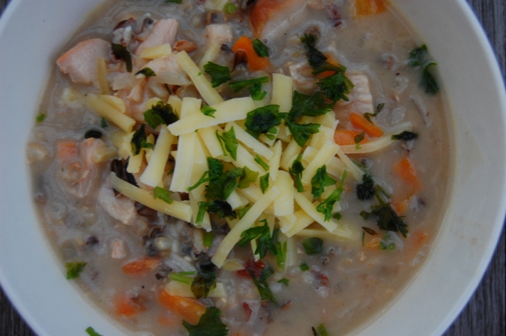 Sous Vide Turkey and Wild Rice Soup