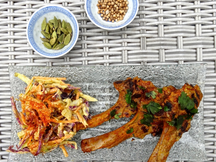 Tandoori-spiced Sous Vide Lamb Chops with Curried Slaw
