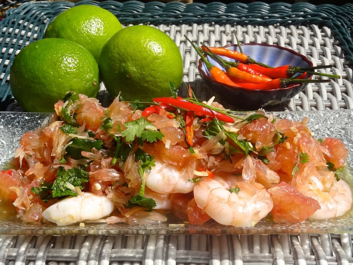 Thai Pomelo Salad with Sous Vide Prawns